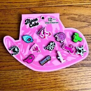 Moon Cake Clog Western Charms Pink Black White Bundle NWT